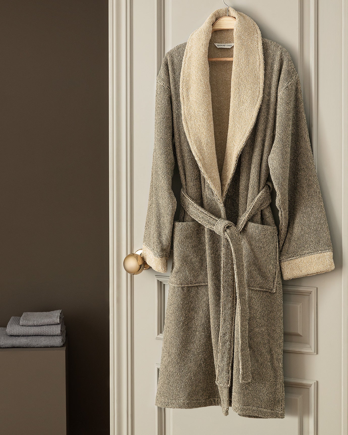 Rick İpliği Boyalı Unisex Şalyaka Bornoz - Madame Coco JO