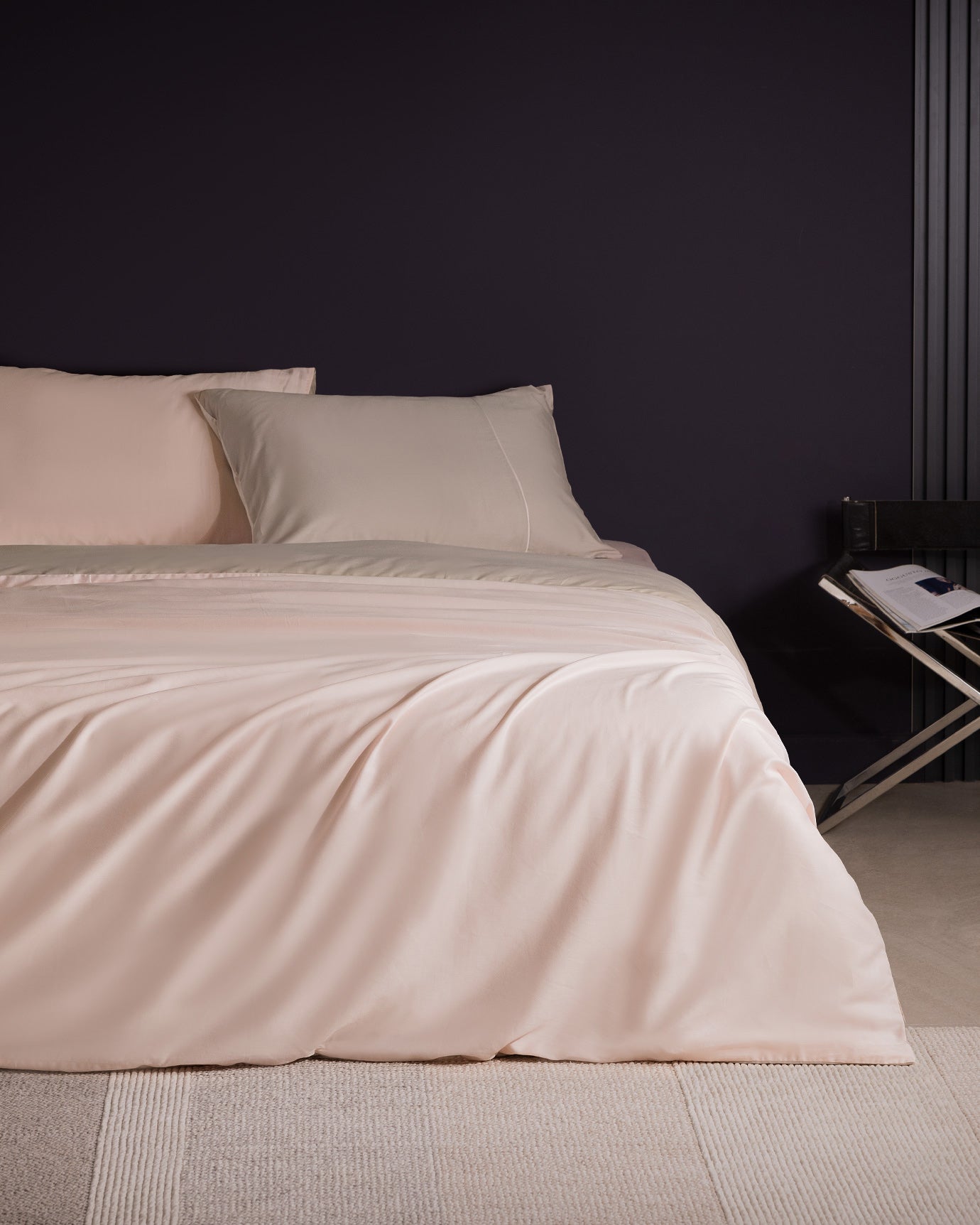 Danton King Size Satin Piping Plain Dye Duvet Cover Set - Madame Coco JO