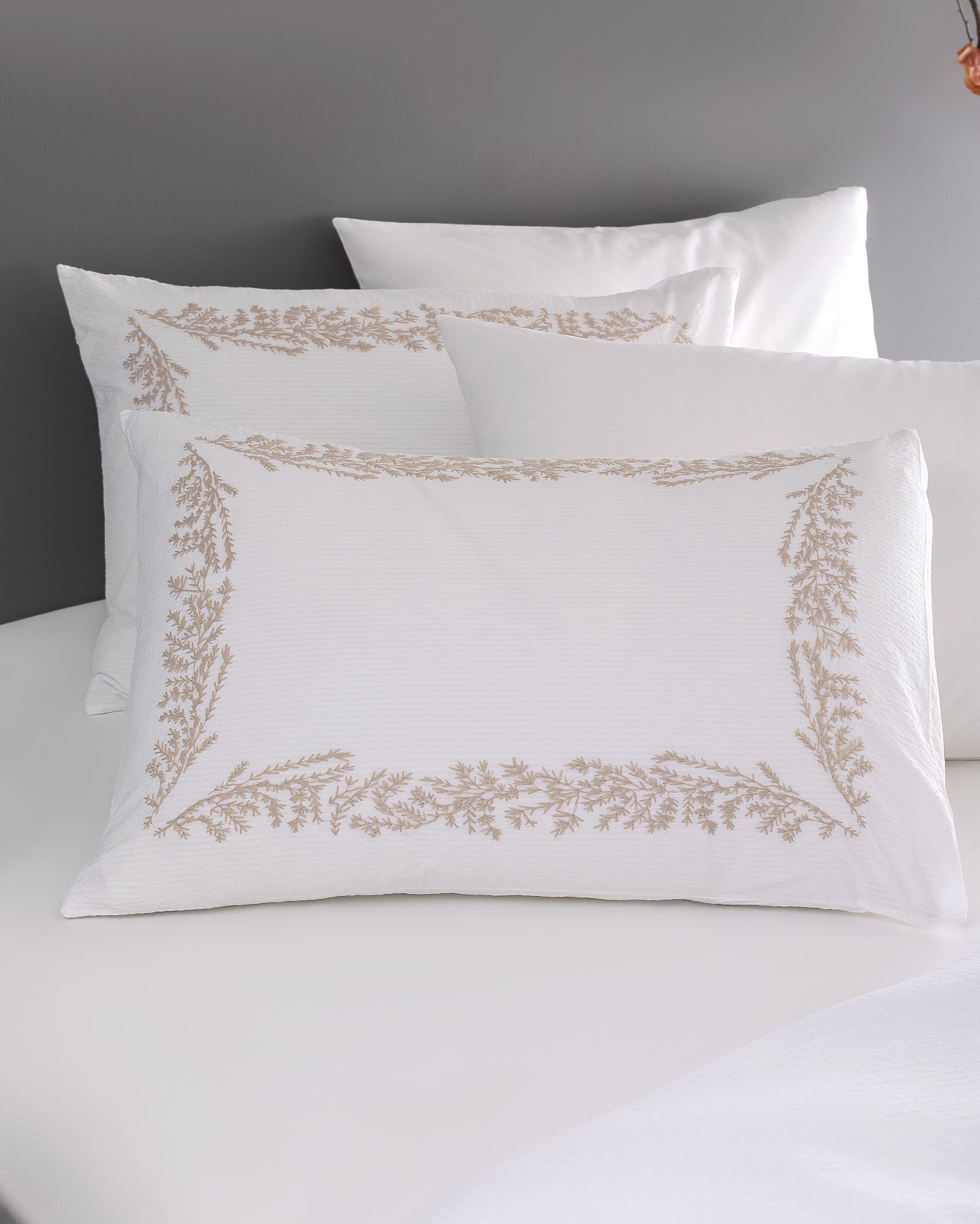 Linda King Size Duvet Cover Set - Embroidered Washed Seersucker - Madame Coco JO