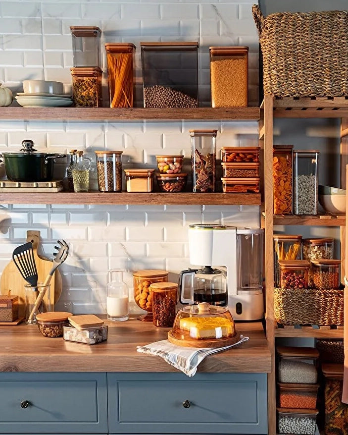 Storage Box With Wooden Lid 380ml 3pcs - Madame Coco JO