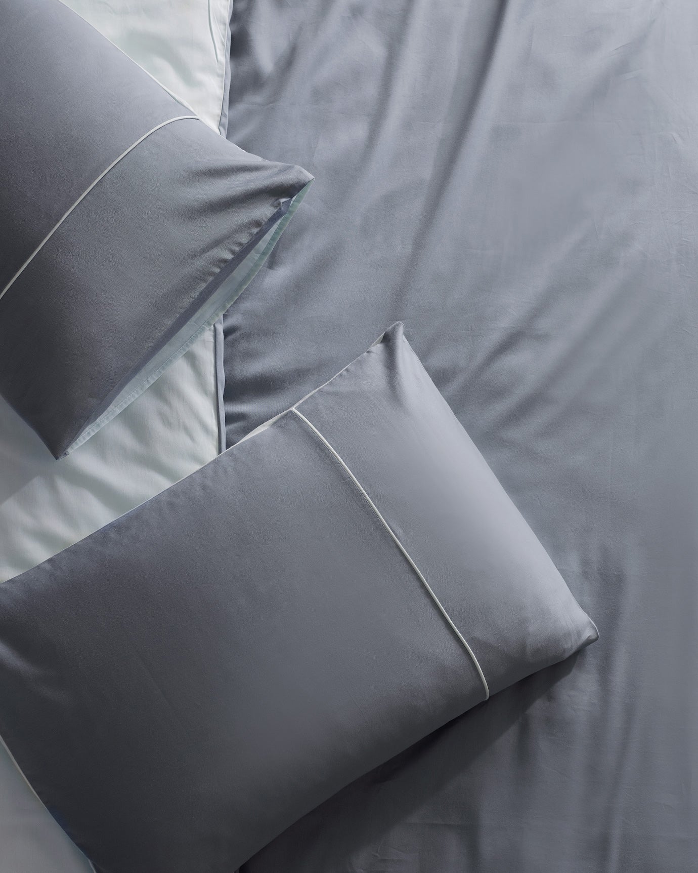 Danton King Size Satin Piping Plain Dye Duvet Cover Set - Madame Coco JO