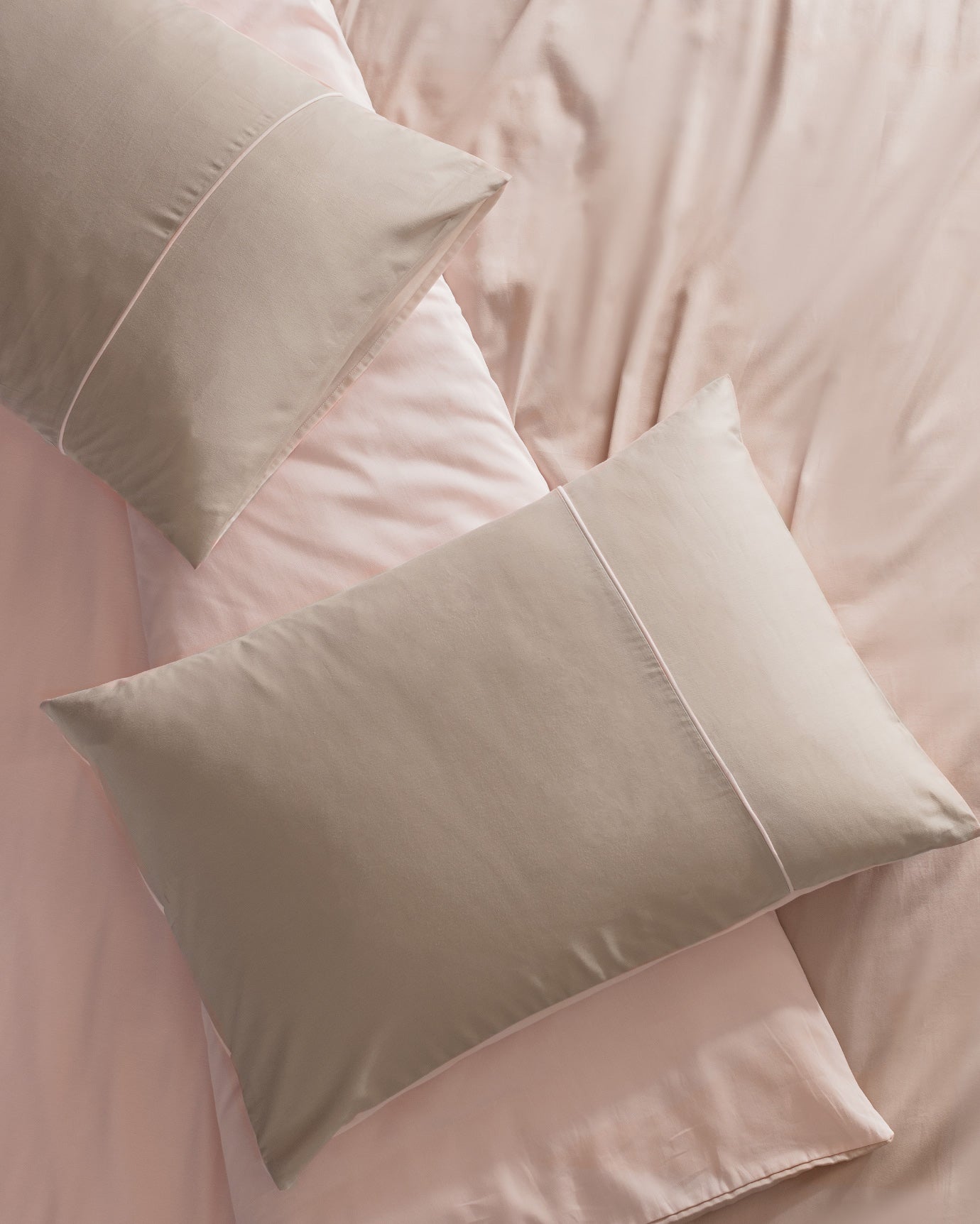Danton King Size Satin Piping Plain Dye Duvet Cover Set - Madame Coco JO