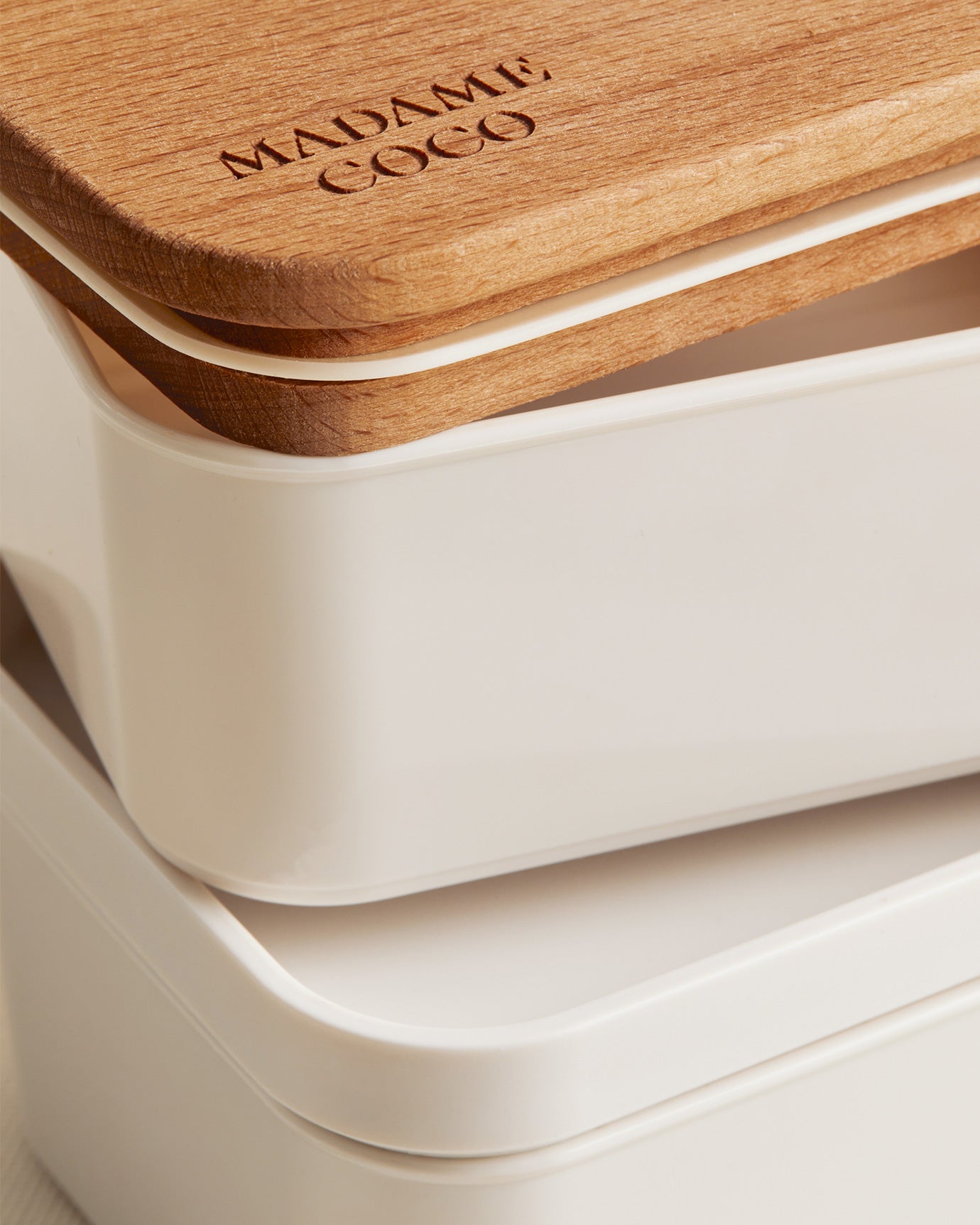 Storage Box With Wooden Lid 500ml 2pcs - Madame Coco JO