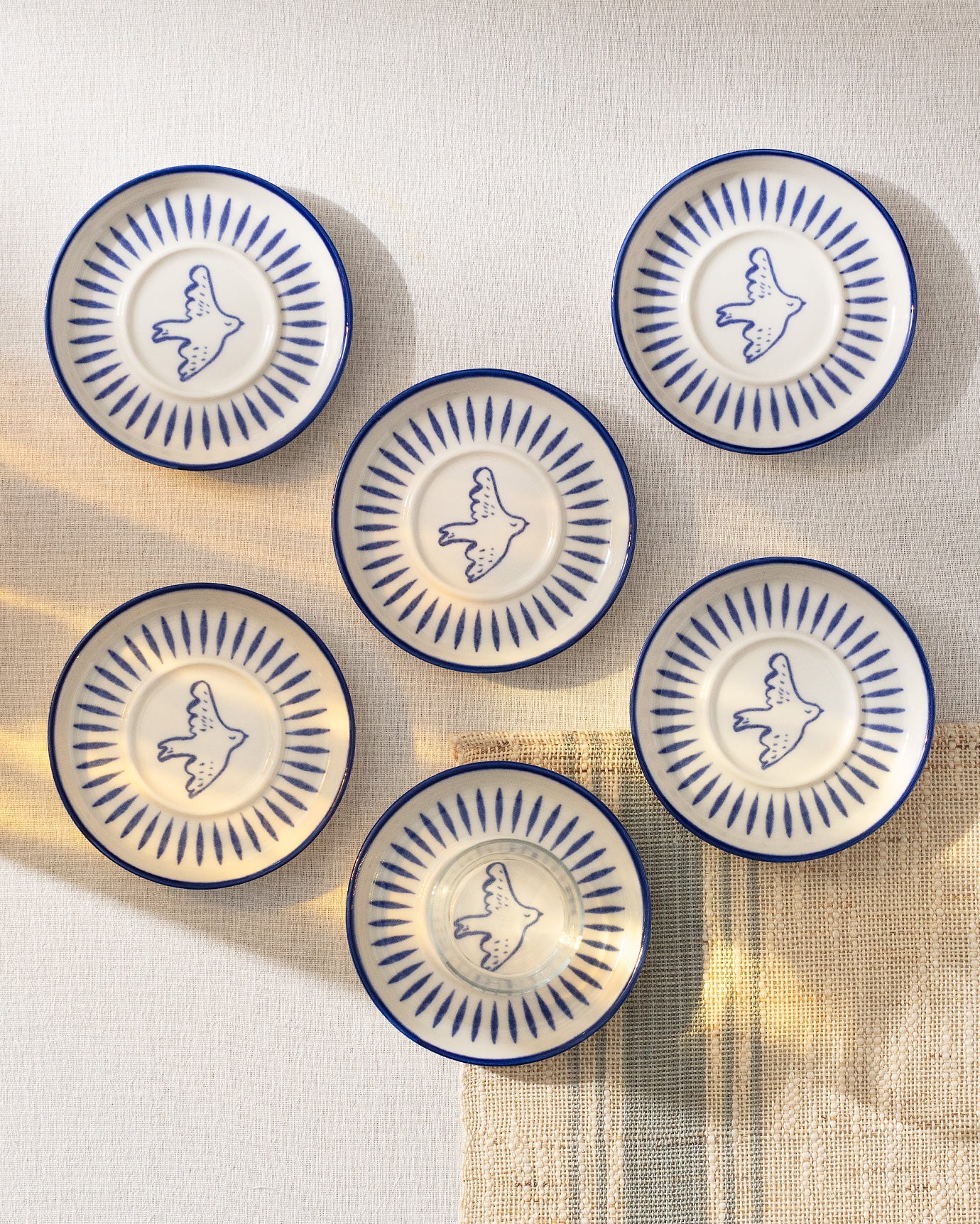 Grande Oiseau 6-piece Tea Glass Saucer Set - Madame Coco JO
