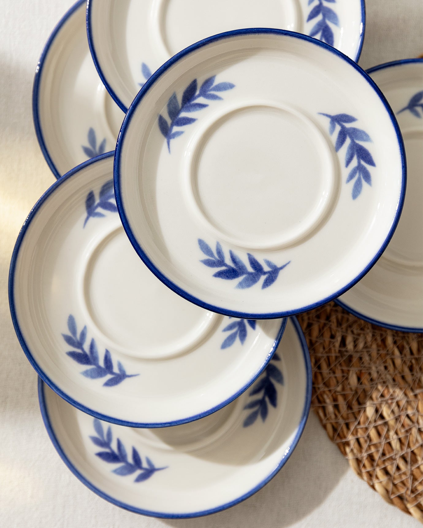 Grand Feuille 6-piece Tea Glass Saucer Set - Madame Coco JO