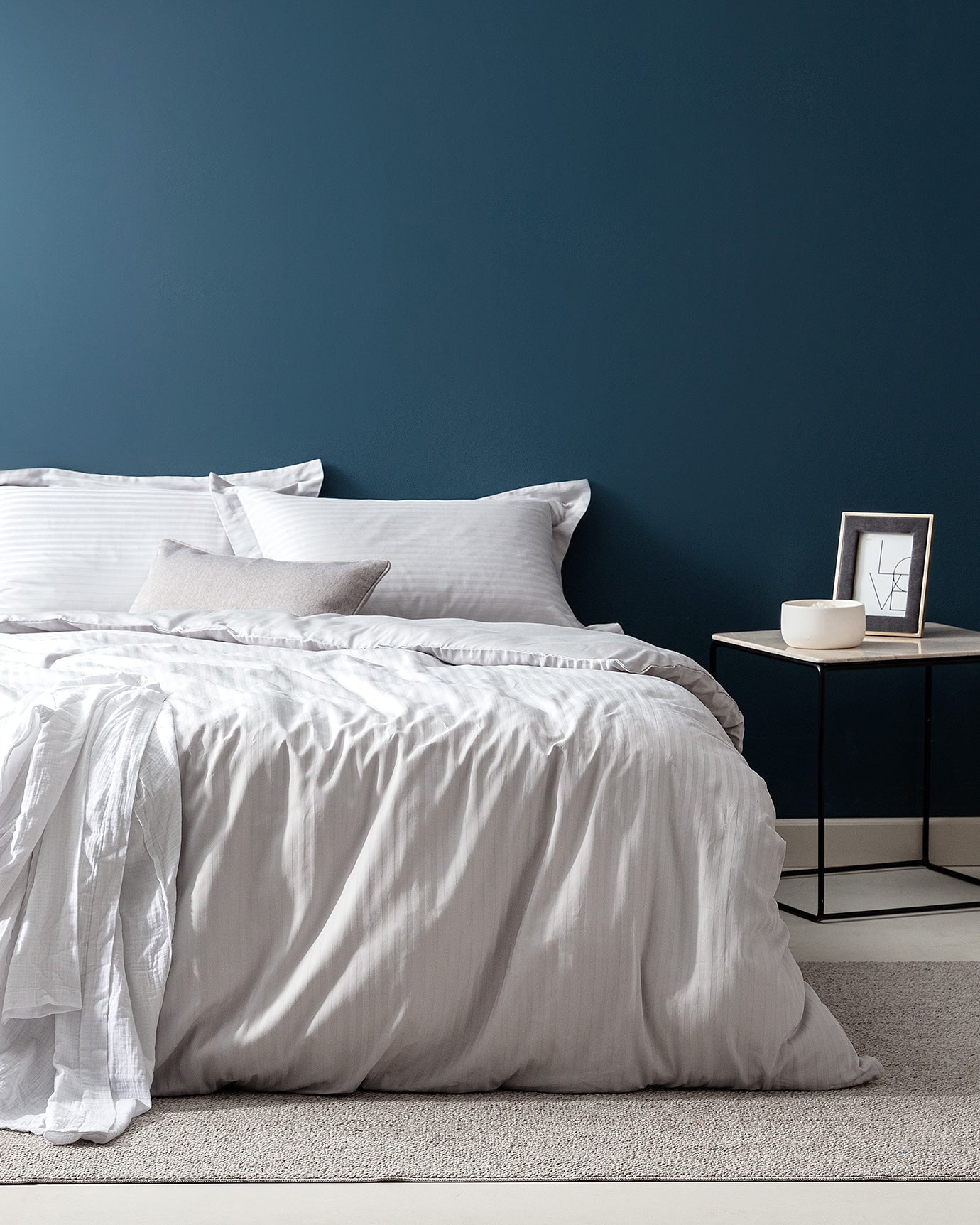 Elicia King Size Striped Satin Duvet Cover Set - Madame Coco JO