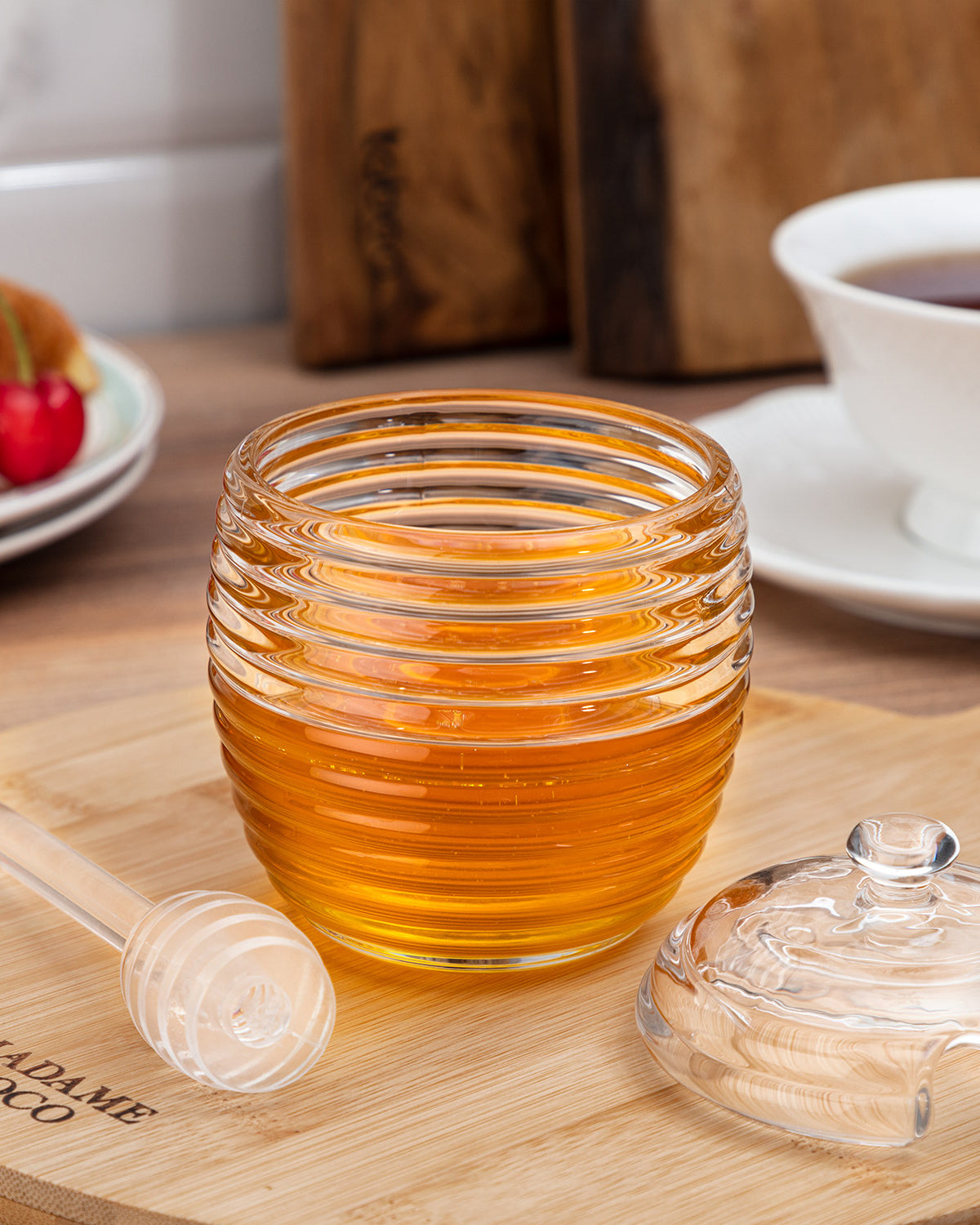 Lorenzo Glass Honey Jar With Dipper - 240ml - Madame Coco JO
