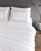 Linda King Size Duvet Cover Set - Embroidered Washed Seersucker - Madame Coco JO