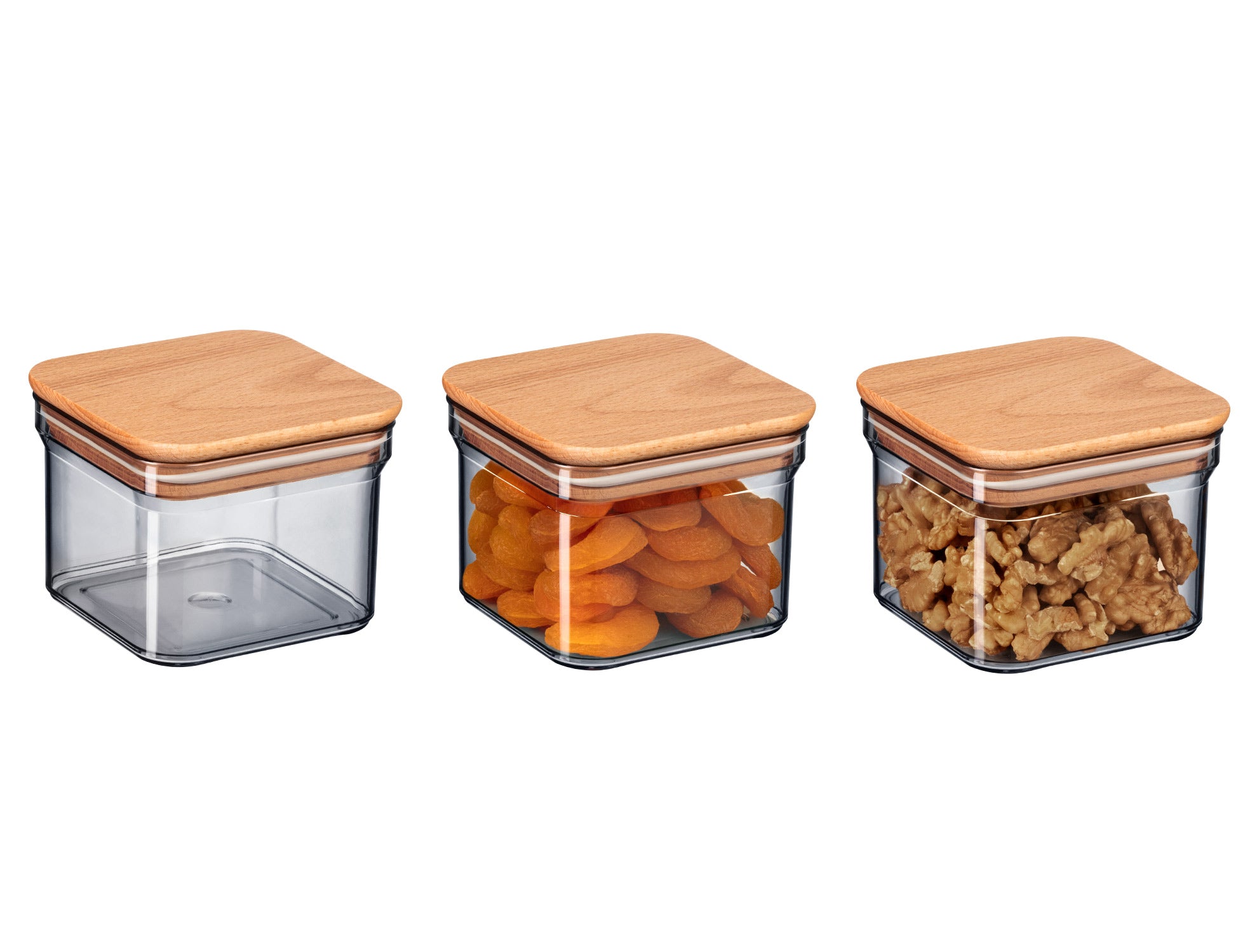 Storage Box With Wooden Lid 500ml 3pcs - Madame Coco JO