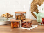 Storage Box With Wooden Lid 500ml 3pcs - Madame Coco JO