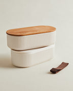 Storage Box With Wooden Lid 1000ml 2pcs - Madame Coco JO
