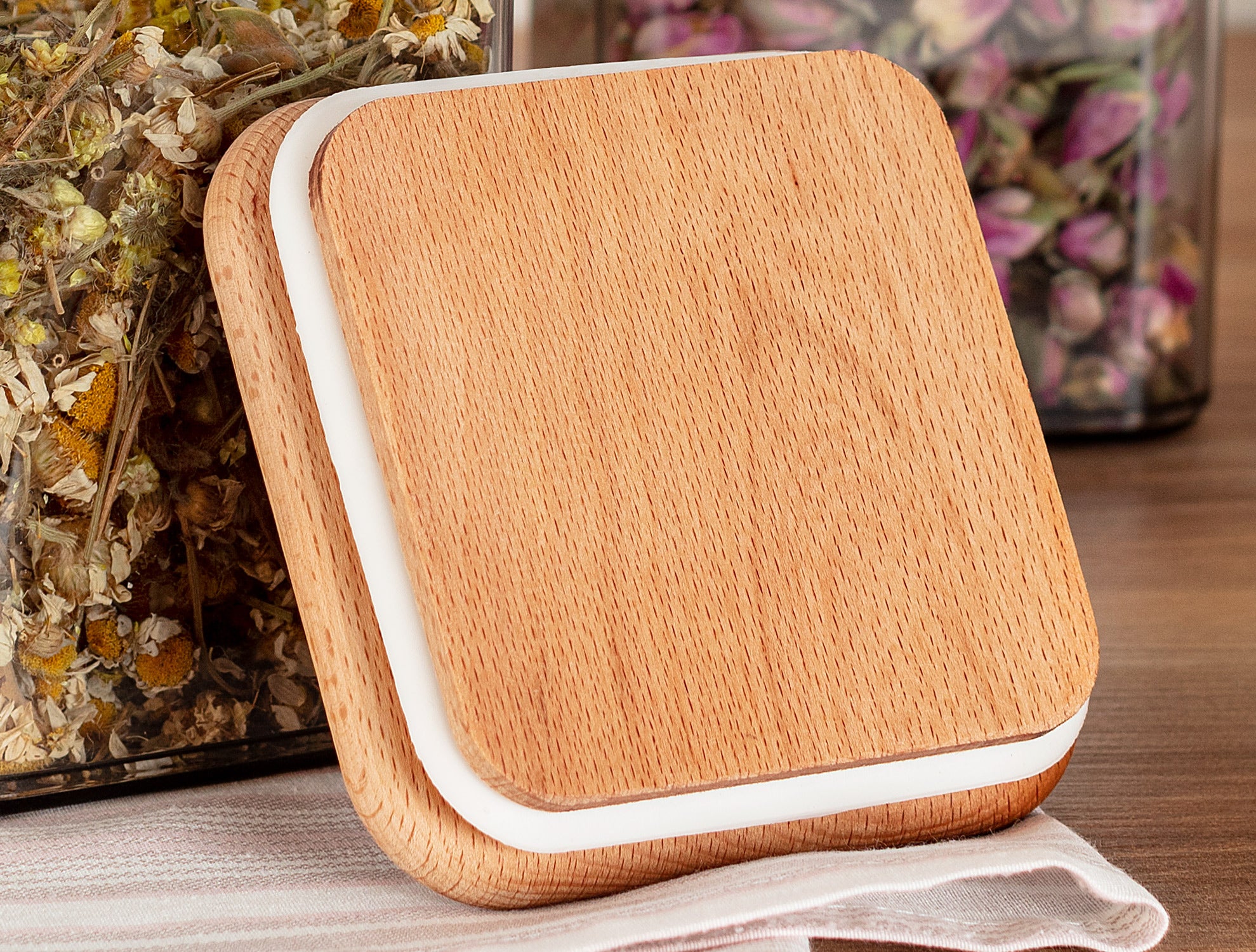 Storage Box With Wooden Lid 1000ml 2pcs - Madame Coco JO