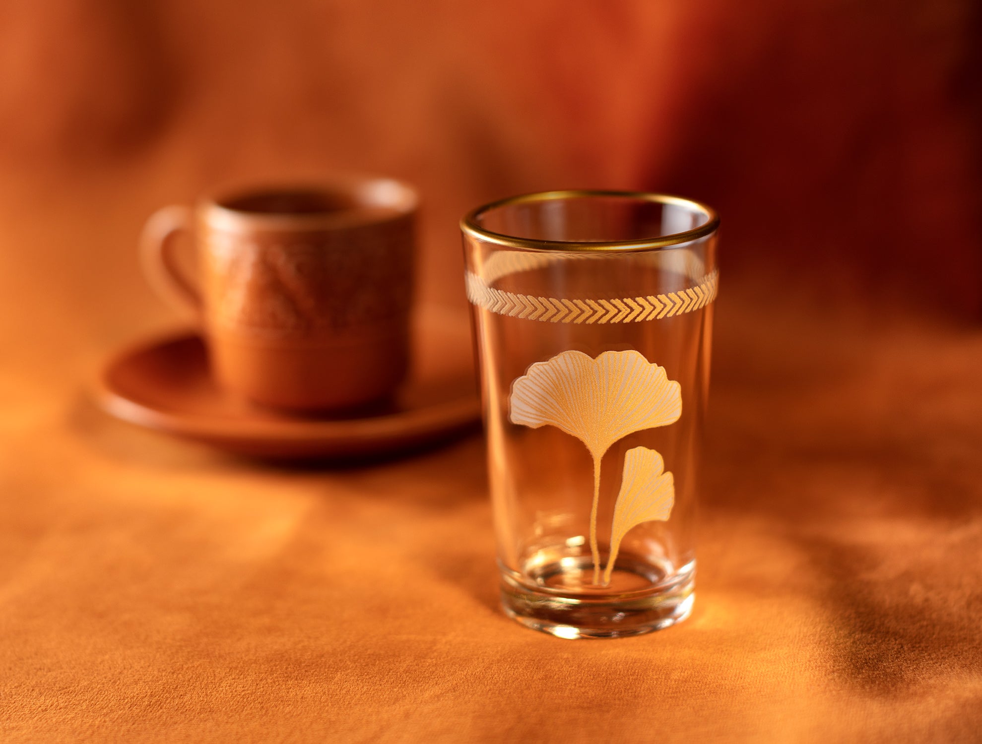 Chapelle - Lovely Ginkgo Leaves 4-piece Coffee Side Glasses Set - 100ml - Madame Coco JO