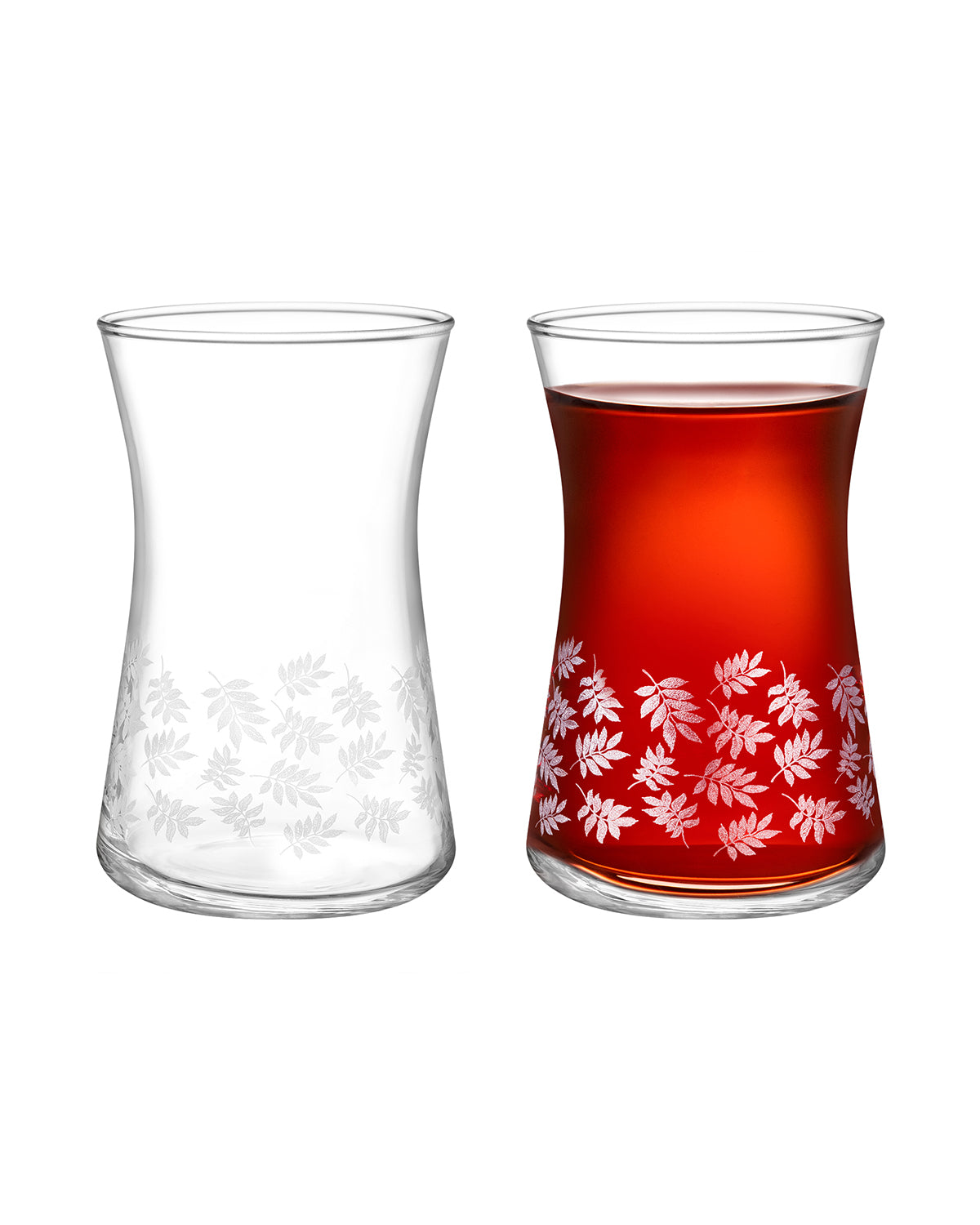 Esperanza-white Leaves Tea Glass Set Of 6 - Madame Coco JO