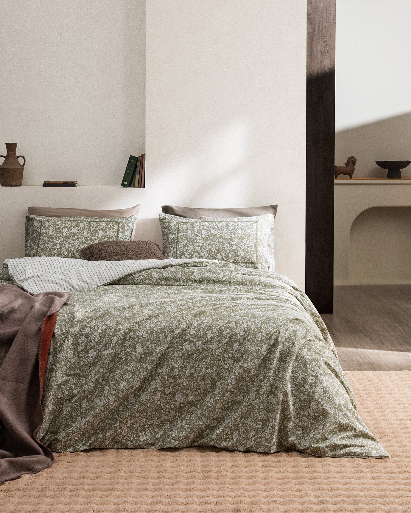 Suzanne King Size Fitted Duvet Cover Set - Ranforce Patterned - Madame Coco JO