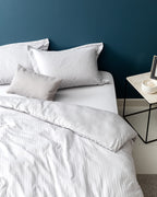 Elicia Double Size Striped Satin Duvet Cover Set - Madame Coco JO