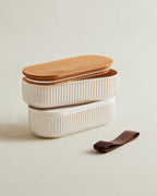 Storage Box With Wooden Lid 500ml 2pcs - Madame Coco JO