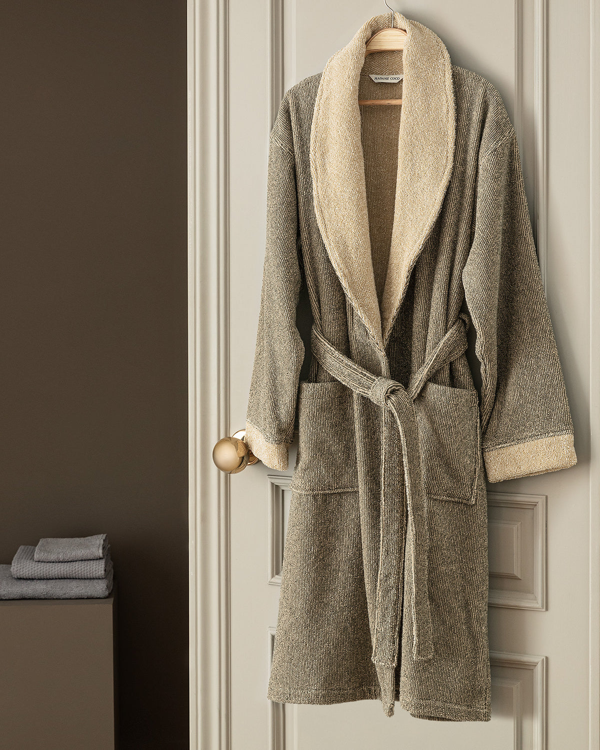 Rick İpliği Boyalı Unisex Şalyaka Bornoz - Madame Coco JO