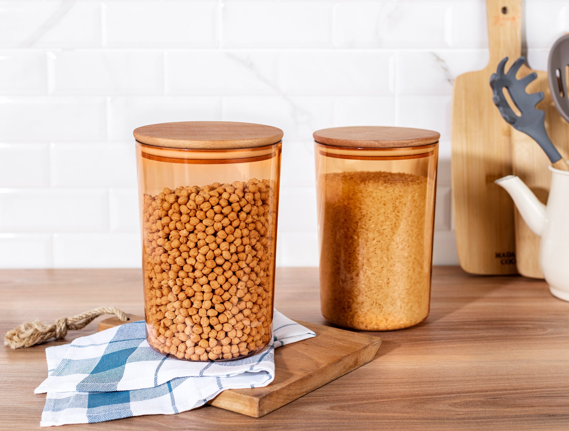 Storage Box With Wooden Lid 2300ml 2pcs - Madame Coco JO