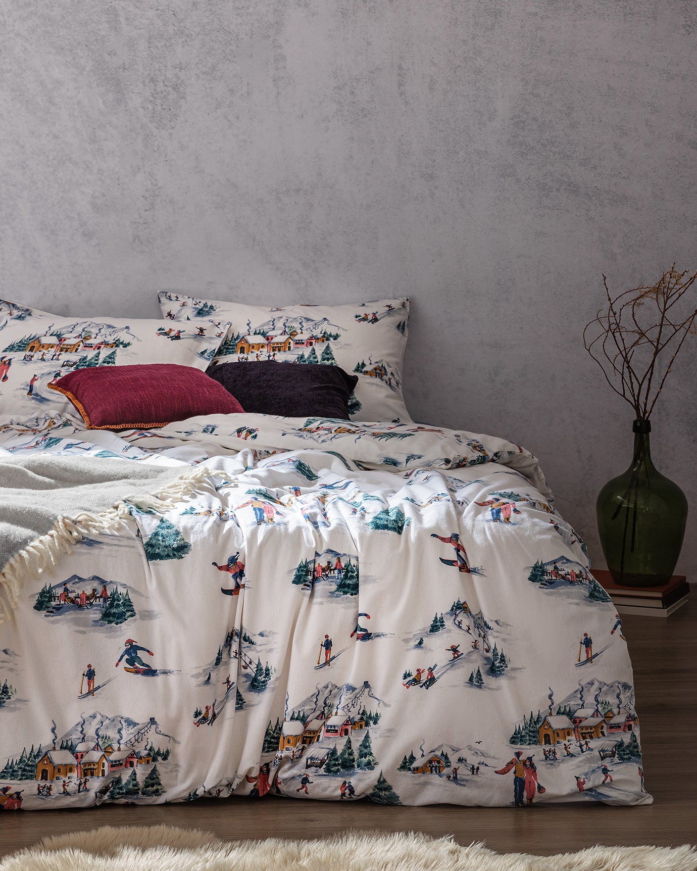 Boone Super King Flannel Duvet Cover Set - Madame Coco JO