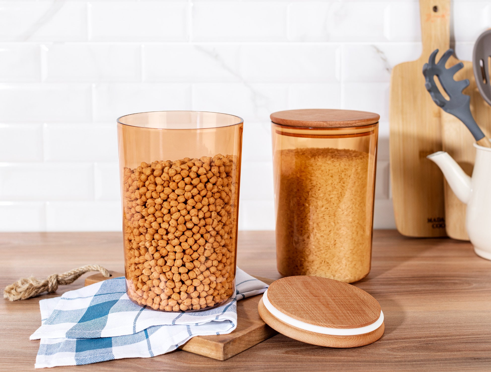 Storage Box With Wooden Lid 2300ml 2pcs - Madame Coco JO