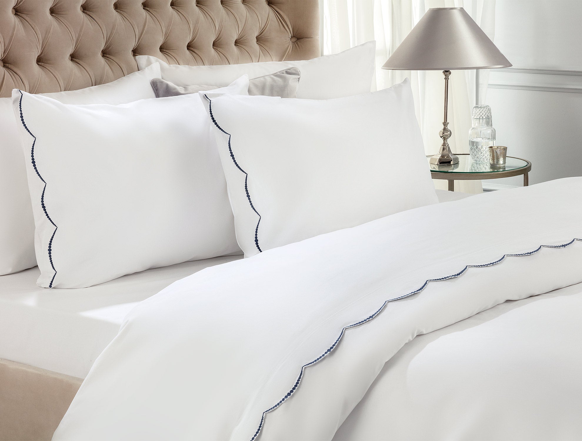 Felicia Double Size Duvet Cover Set - Embroidered Percale - Madame Coco JO