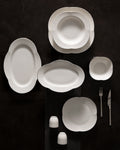 Perle 28 Piece Dinner Set Gold/platinum - Madame Coco JO