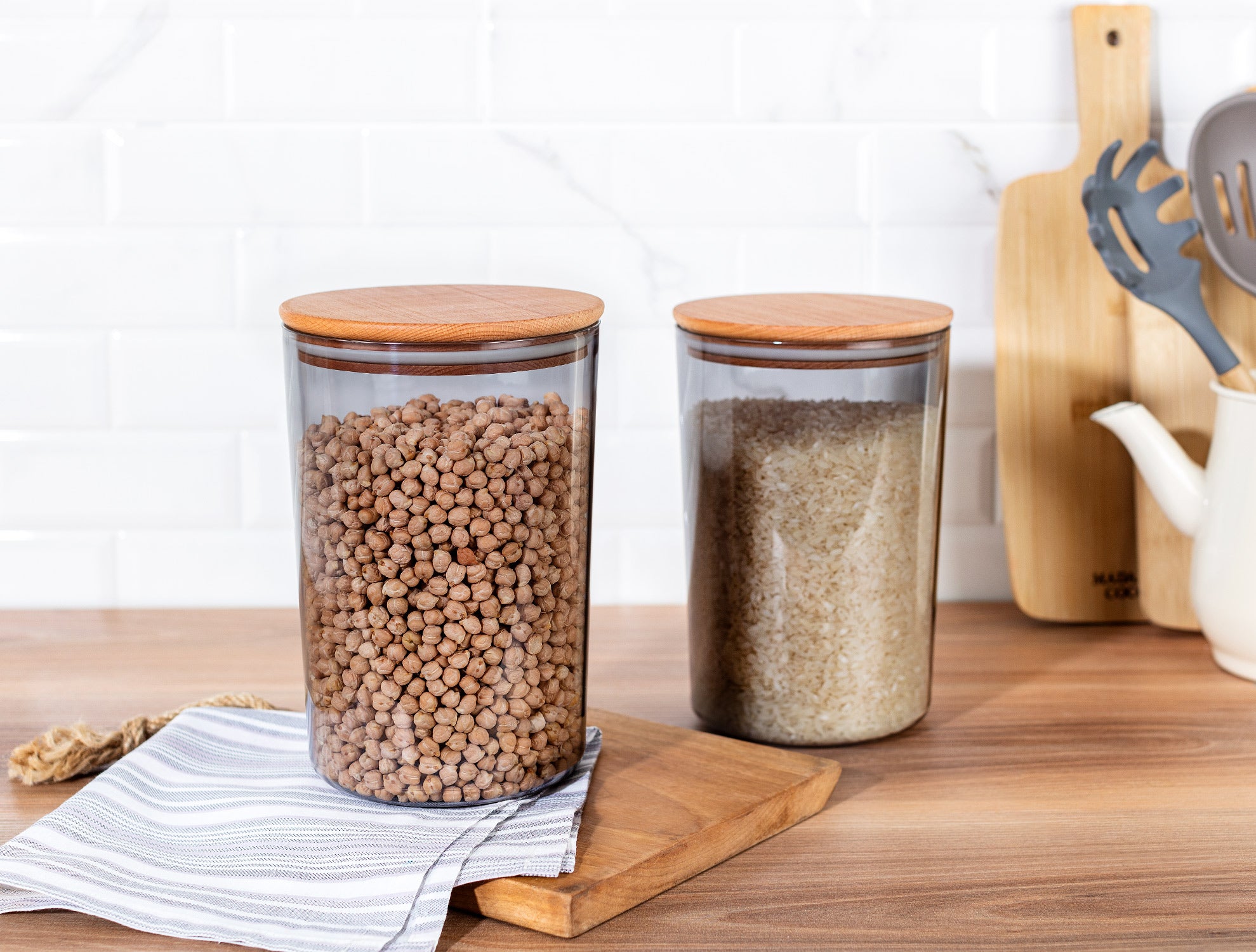 Storage Box With Wooden Lid 2300ml 2pcs - Madame Coco JO