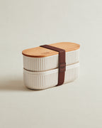 Storage Box With Wooden Lid 500ml 2pcs - Madame Coco JO