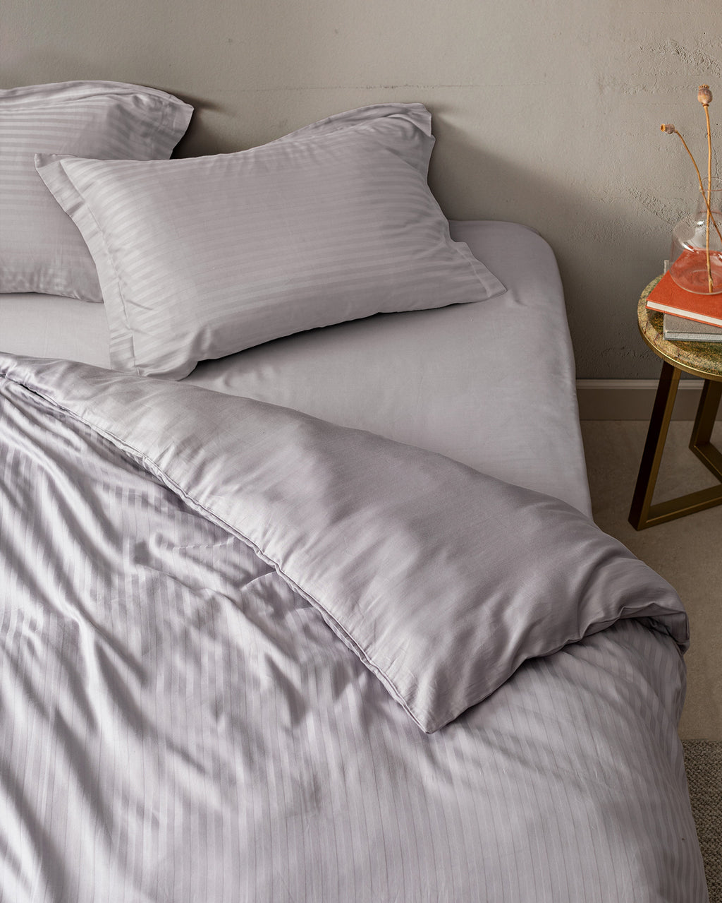 Elicia King Size Striped Satin Duvet Cover Set - Madame Coco JO