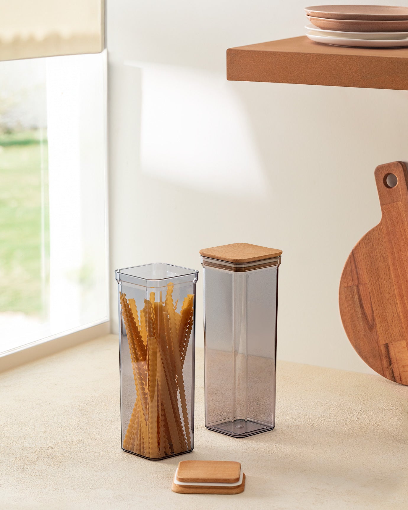 Storage Box With Wooden Lid 2100ml 2pcs - Madame Coco JO
