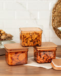 Storage Box With Wooden Lid 500ml 3pcs - Madame Coco JO