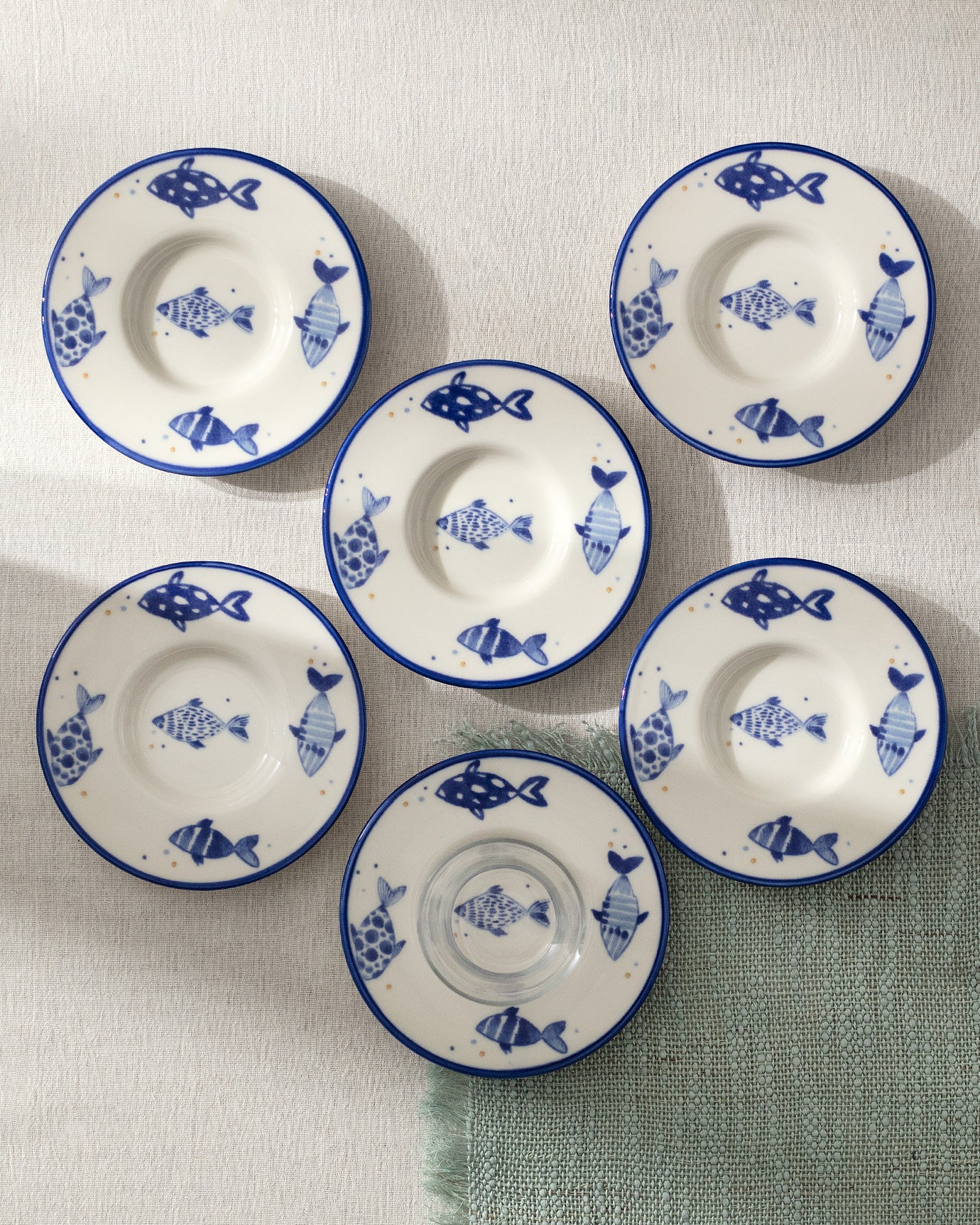 Luxe Poisson 6-piece Tea Glass Saucer Set - Madame Coco JO