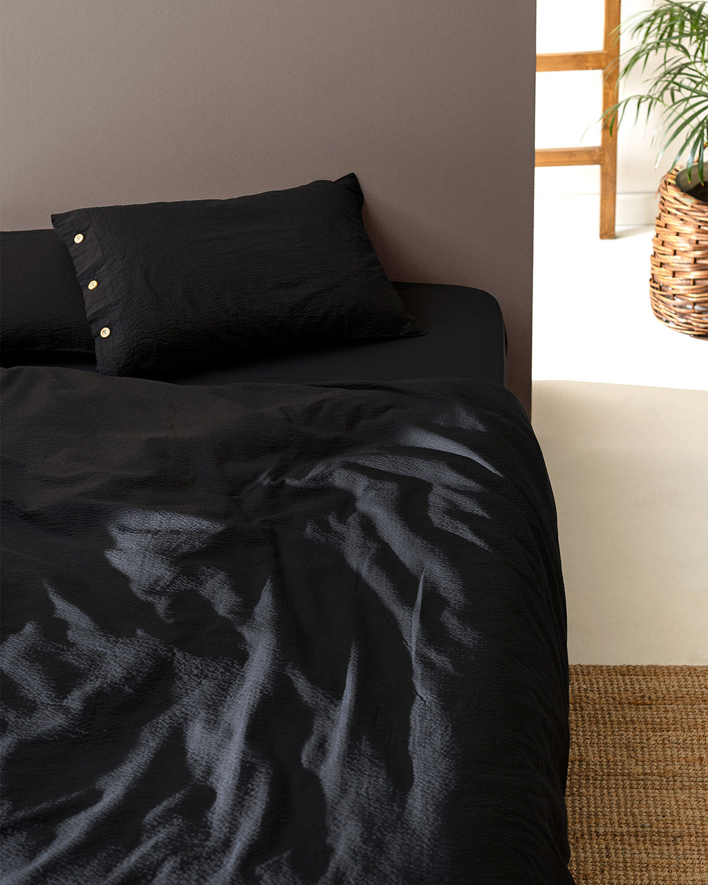 Linda King Size Duvet Cover Set-washed Seersucker - Madame Coco JO