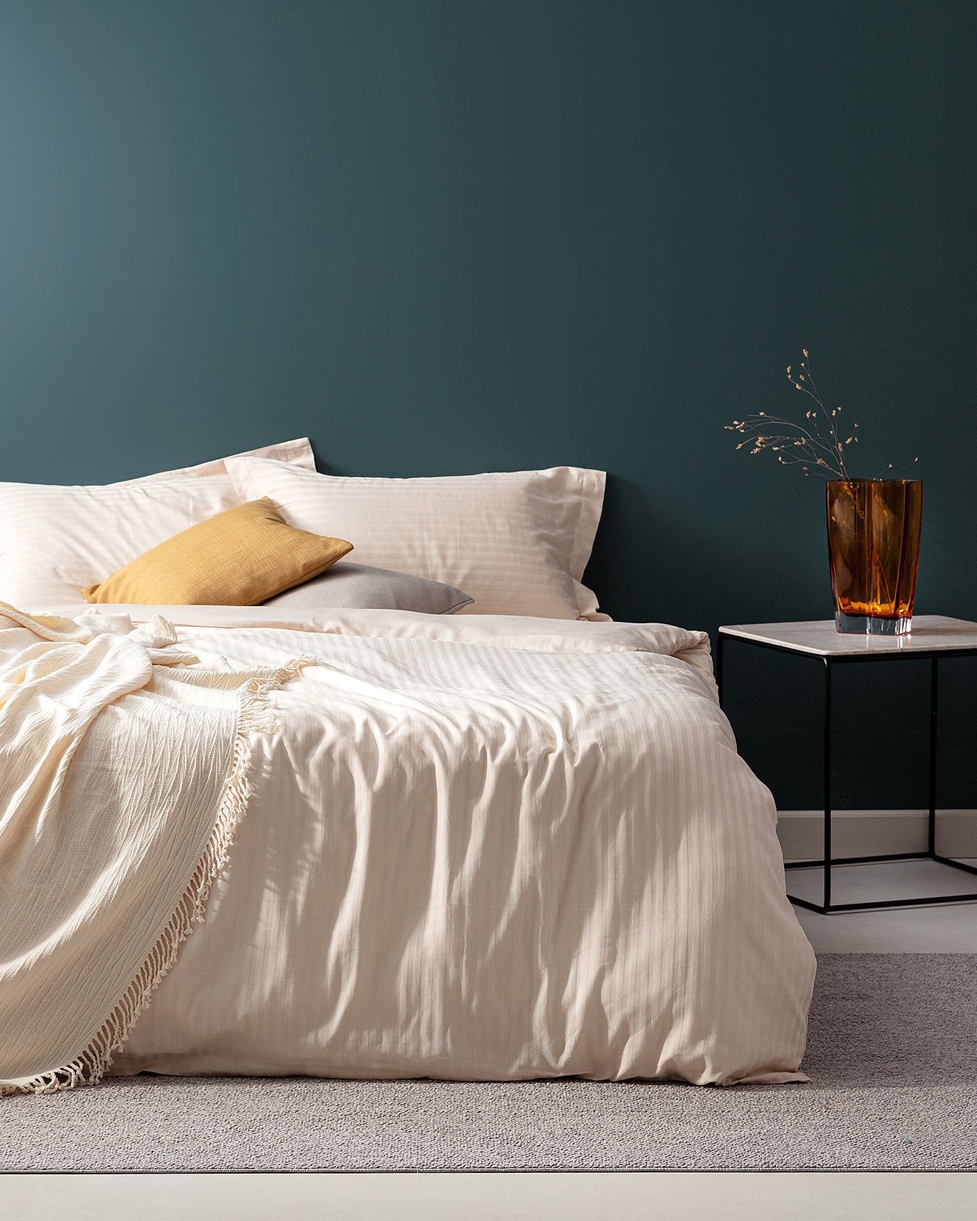 Elicia King Size Striped Satin Duvet Cover Set - Madame Coco JO