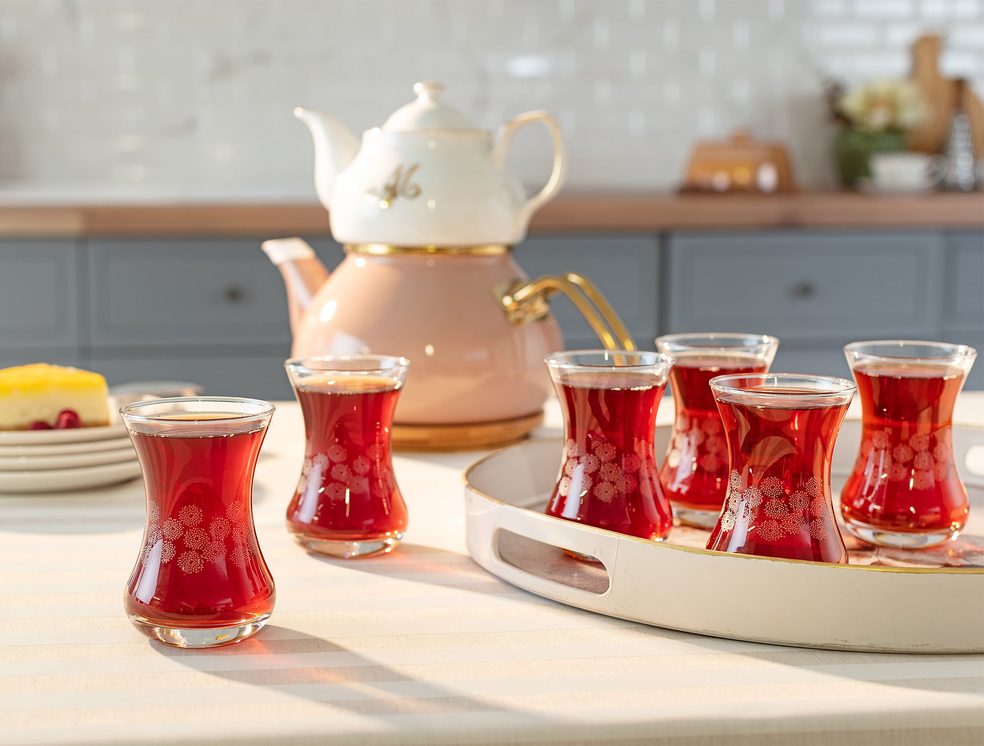 Lavem-white Flowers Tea Glass Set Of 6 - Madame Coco JO