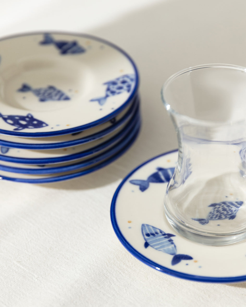 Luxe Poisson 6-piece Tea Glass Saucer Set - Madame Coco JO