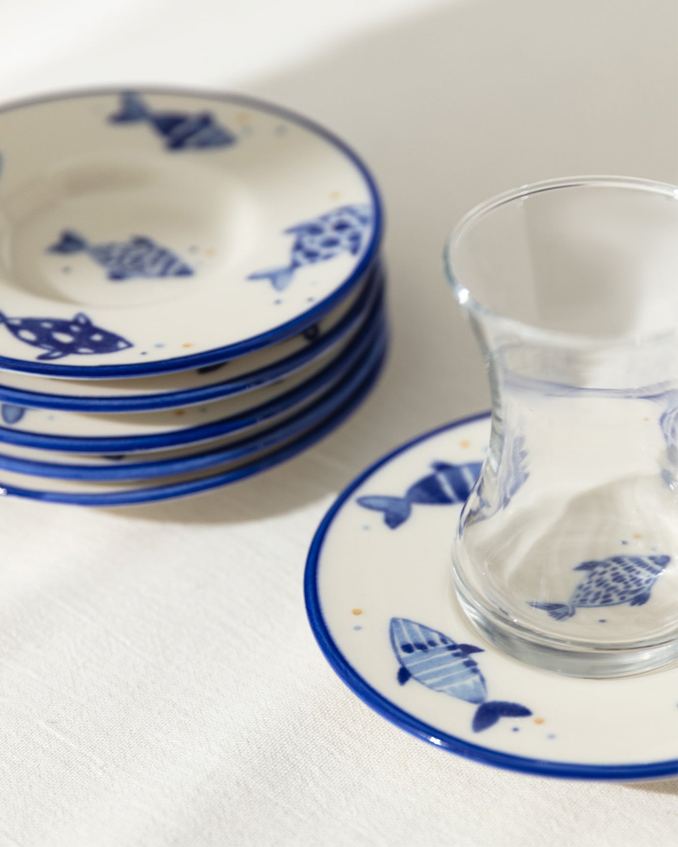 Luxe Poisson 6-piece Tea Glass Saucer Set - Madame Coco JO