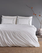 Linda King Size Duvet Cover Set - Embroidered Washed Seersucker - Madame Coco JO
