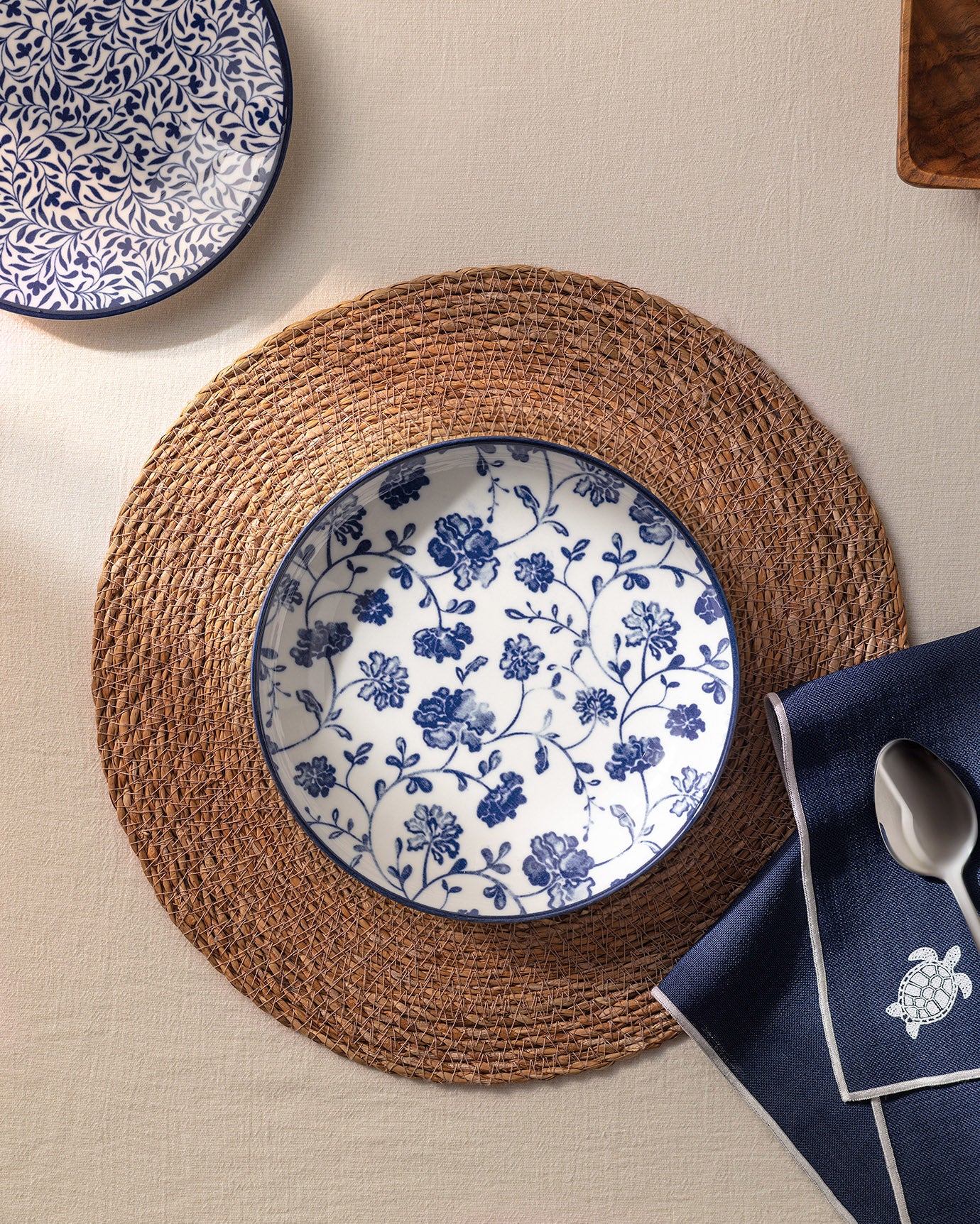 Rêve Bleu Fleur Soup Plate 21 Cm - Madame Coco JO