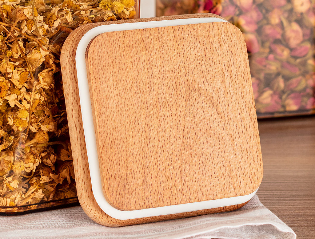 Storage Box With Wooden Lid 1000ml 2pcs - Madame Coco JO