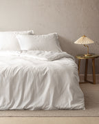 Elicia King Size Striped Satin Duvet Cover Set - Madame Coco JO