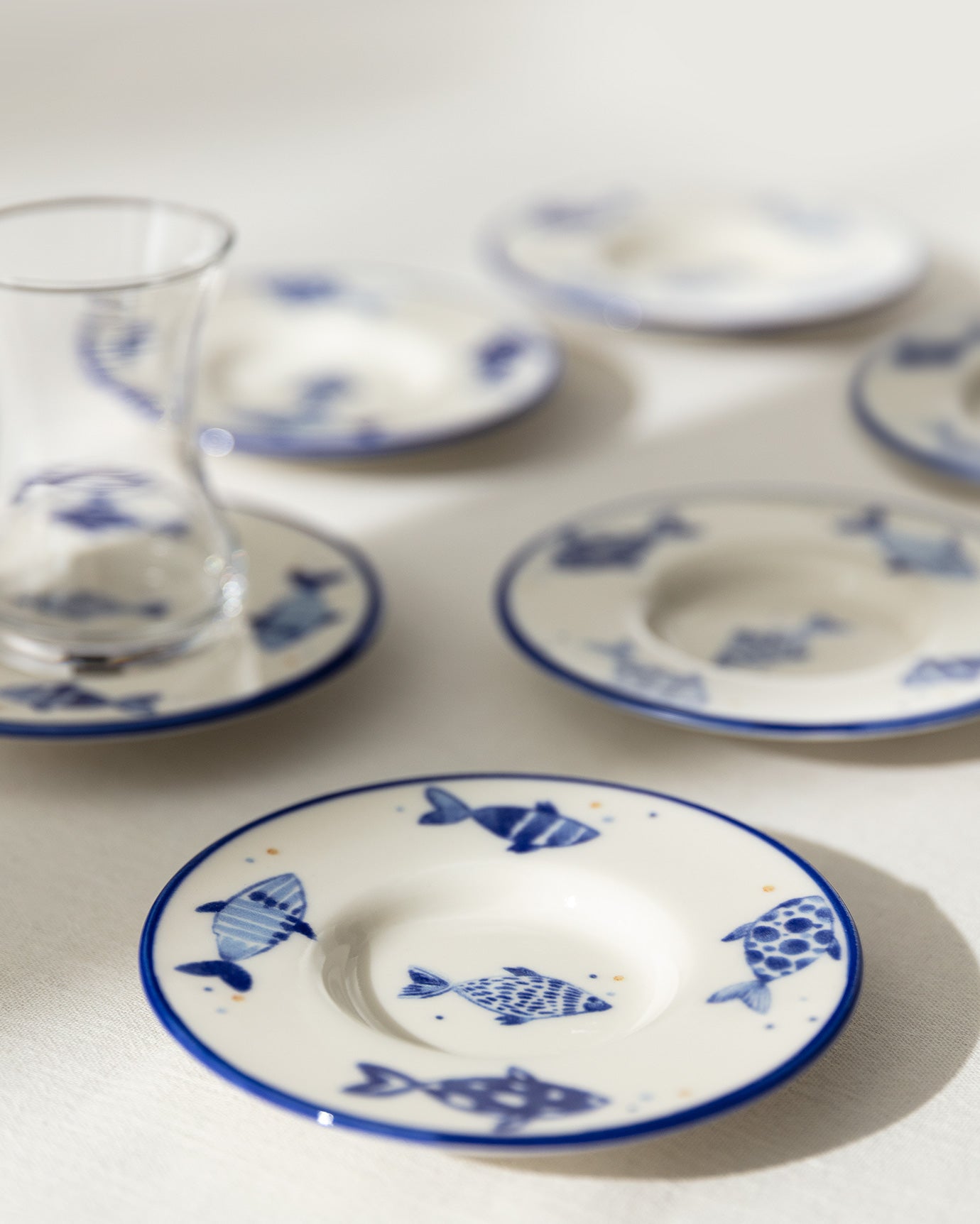 Luxe Poisson 6-piece Tea Glass Saucer Set - Madame Coco JO