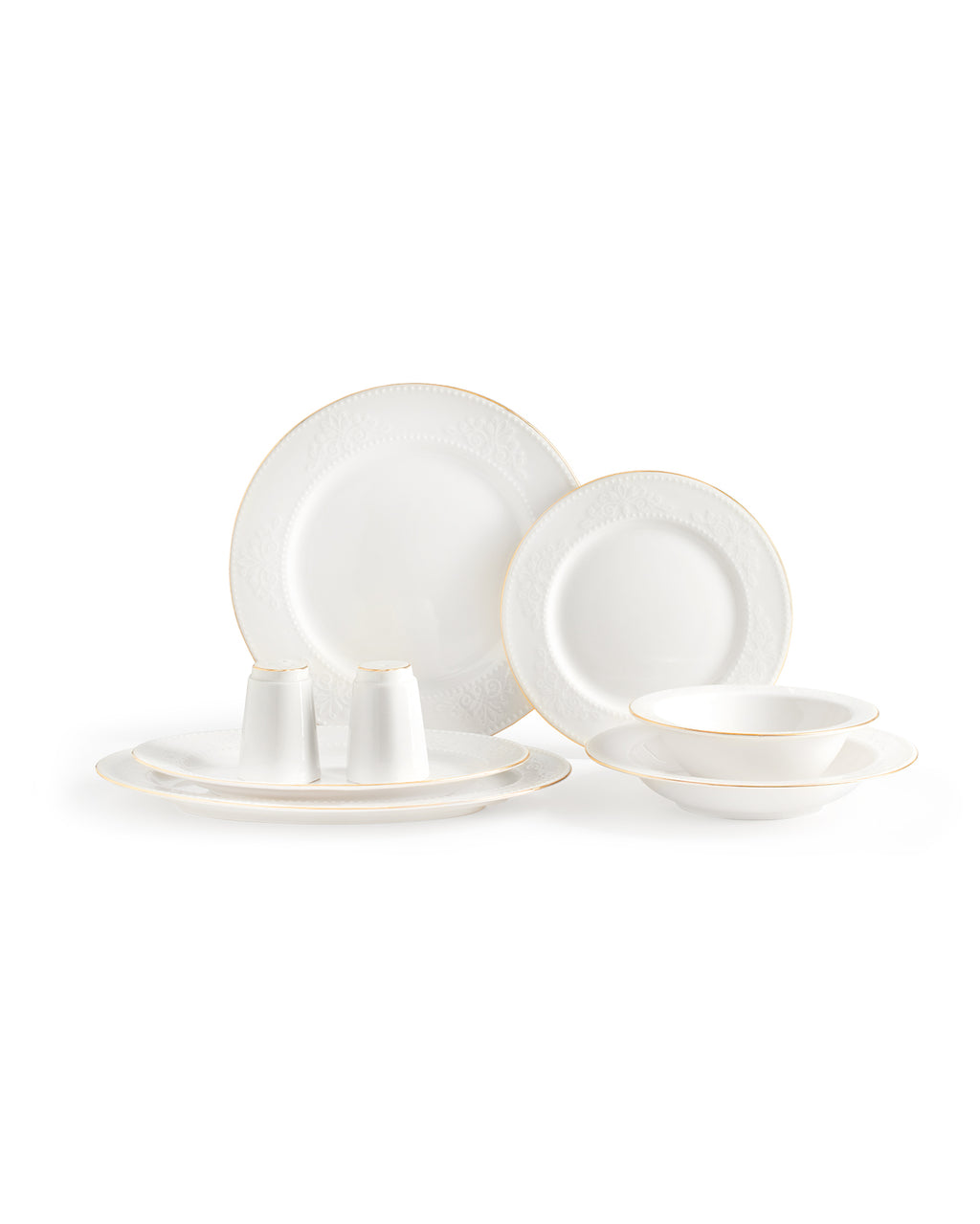 Odette 28 Piece Dinner Set Gold/platinum - Madame Coco JO