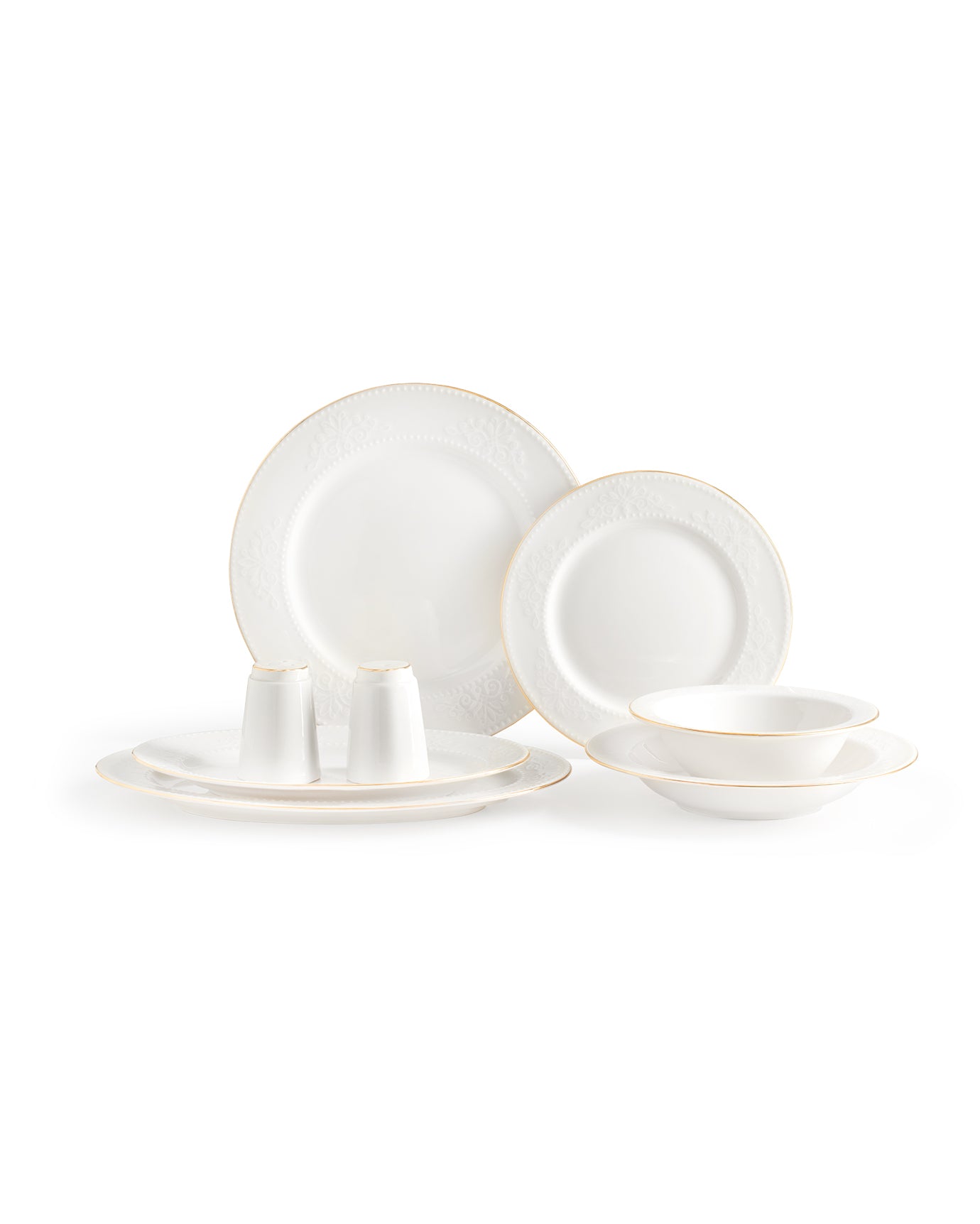 Odette 28 Piece Dinner Set Gold/platinum - Madame Coco JO