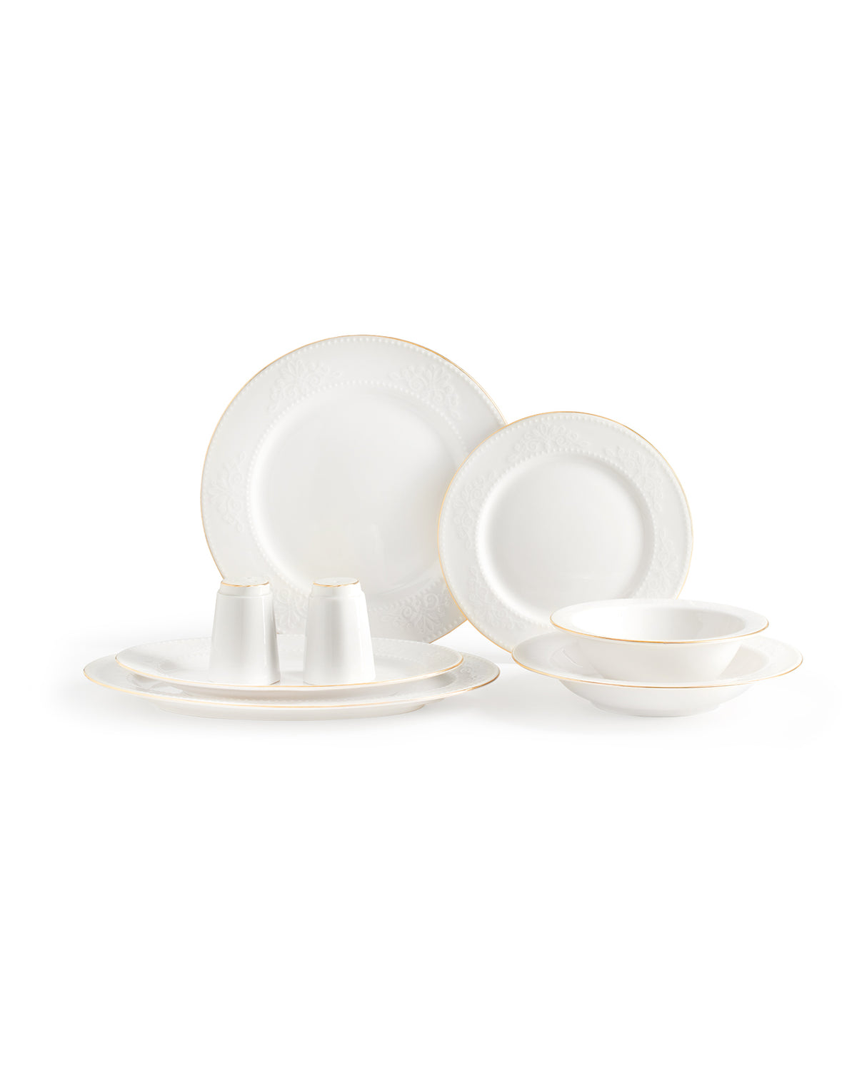 Odette 28 Piece Dinner Set Gold/platinum - Madame Coco JO