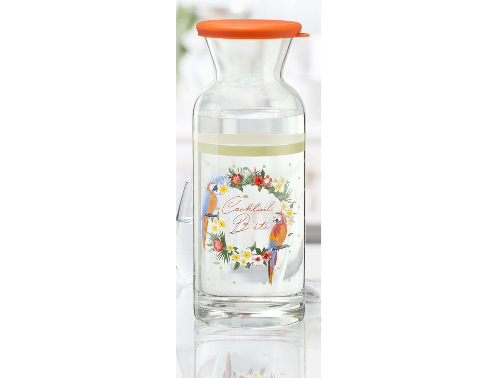 Tropical Glass Water Bottle - 1lt - Madame Coco JO