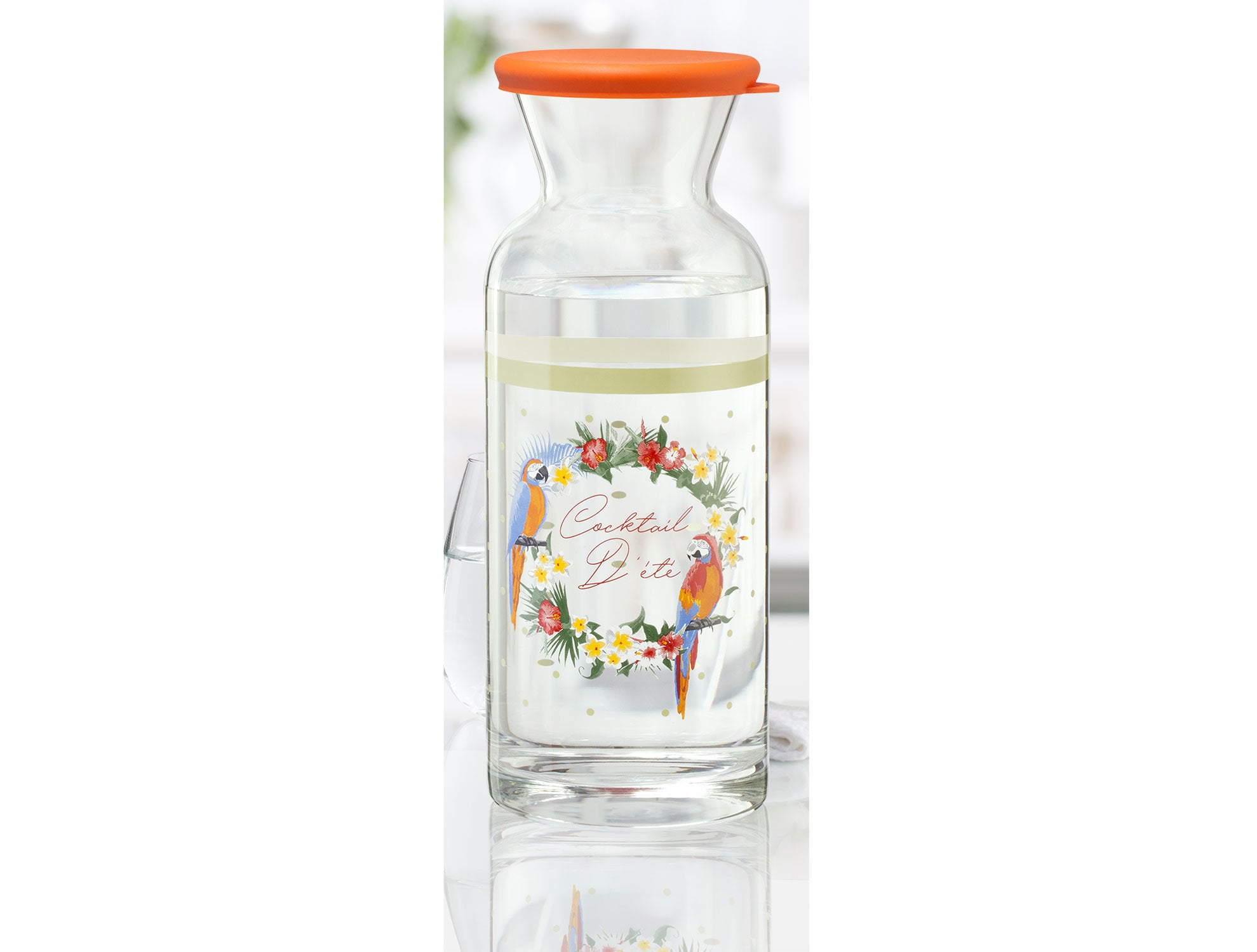 Tropical Glass Water Bottle - 1lt - Madame Coco JO