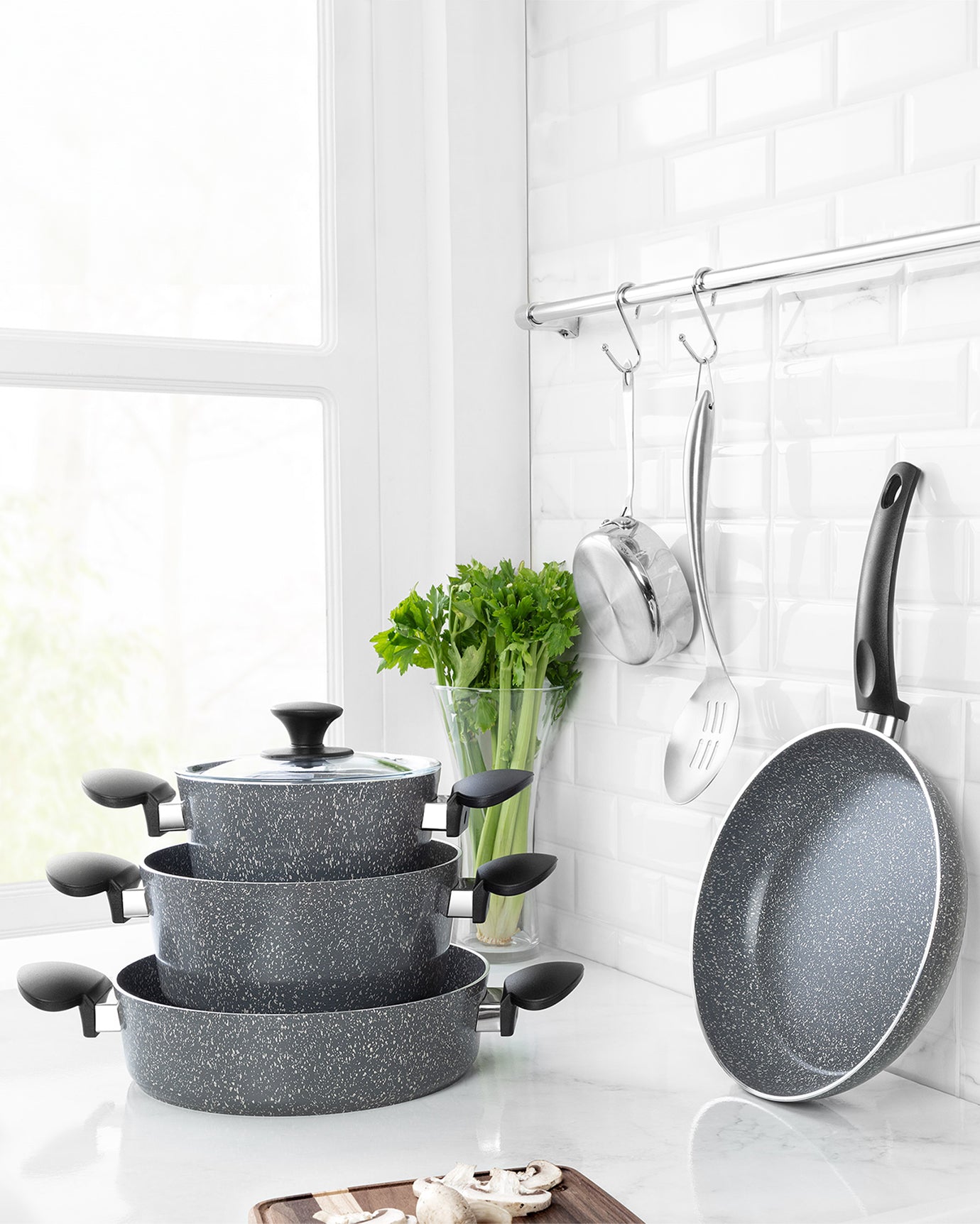 Gordes Granite Look Cookware Set 7 Pieces - Madame Coco JO