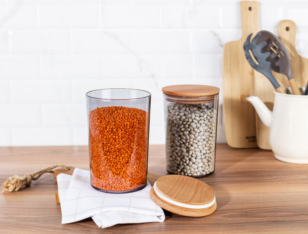 Storage Box With Wooden Lid 1500ml 2pcs - Madame Coco JO